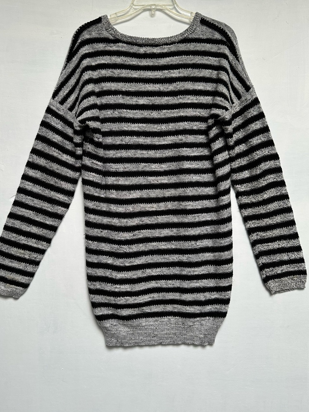 PJ SALVAGE SWEATER LARGE WOMEN’S COTTON BLEND STRIPED LOOSE KNIT GRAY BLACK